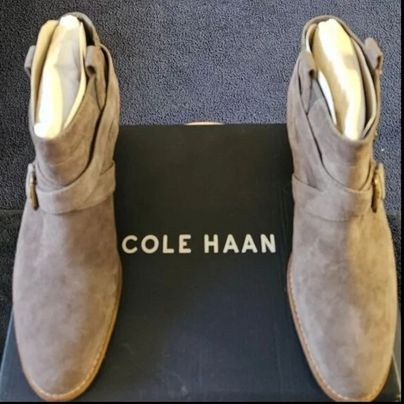 Cole Haan | Size 8B (Medium) | Stormcloud Suede Buckle Ankle Booties | NIB - Picture 12 of 16